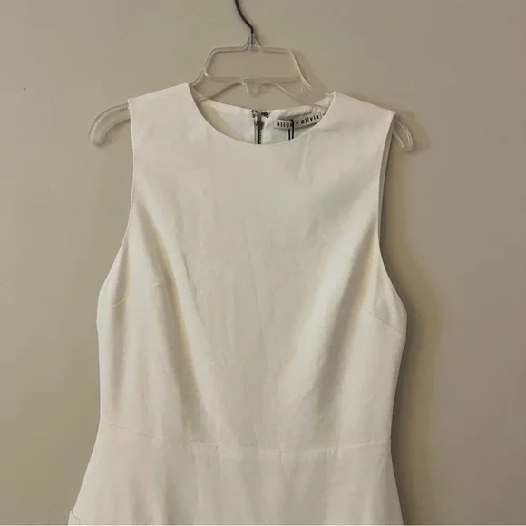 Alice + Olivia Palmira Linen Ruffle Sleeveless Mini Dress White 2 NWT - Picture 4 of 15